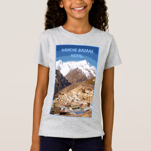 Namche Bazaar und Bergblick, Nepal T-Shirt (Vorderseite)