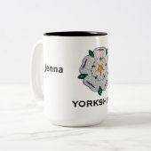 Name, 15oz Yorkshire White Rose Zweifarbige Tasse (Vorderseite Links)
