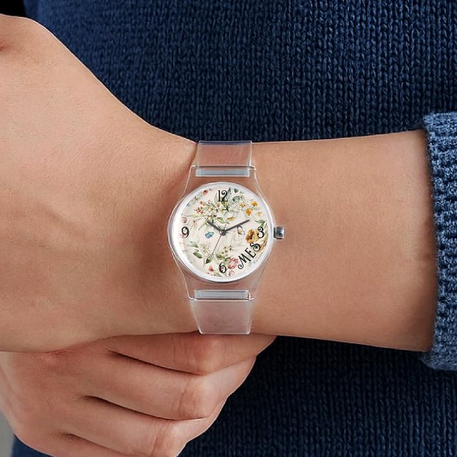 Name, 1600er holländische Florals, Clear Silicone  Armbanduhr (Von Creator hochgeladen)