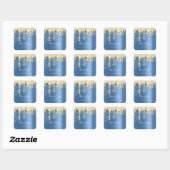 Name 16. Baby Shower Glitzer 3D Blue Gold Quadratischer Aufkleber (Blatt)