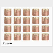 Name 16. Baby Shower Glitzer 3D Rose Gold Quadratischer Aufkleber (Blatt)