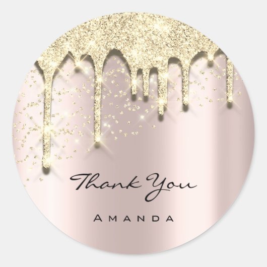 Name 16. Baby Shower Glitzer 3D Rose Gold Runder Aufkleber (Vorderseite)