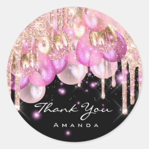 Name 16. Bridal Glitzer Ballons goldener Funken Runder Aufkleber