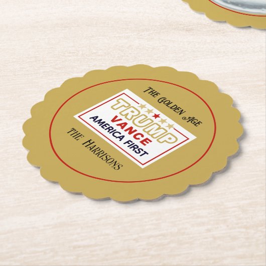 Name, 2025 Trump-Vance America First, 4-in-Round Untersetzer (angewinkelt)