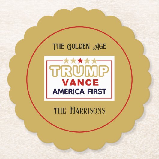 Name, 2025 Trump-Vance America First, 4-in-Round Untersetzer (Vorderseite)