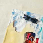 Name, 2 Red Racing Cars auf dem Sand Strandtuch (Beispiel)