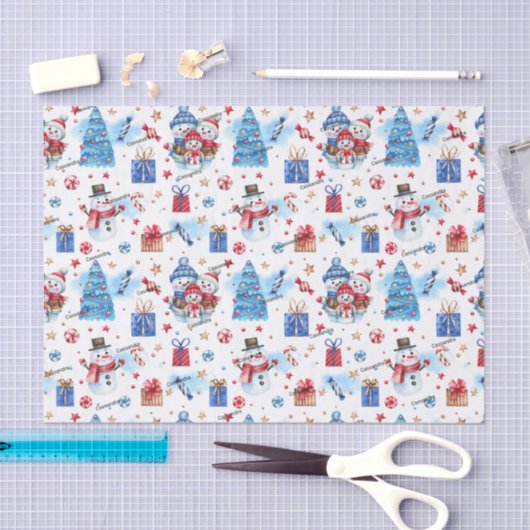 Name, 3 Blatt Papiertuch Whimsischer Weihnachtswei Seidenpapier (Handwerk)