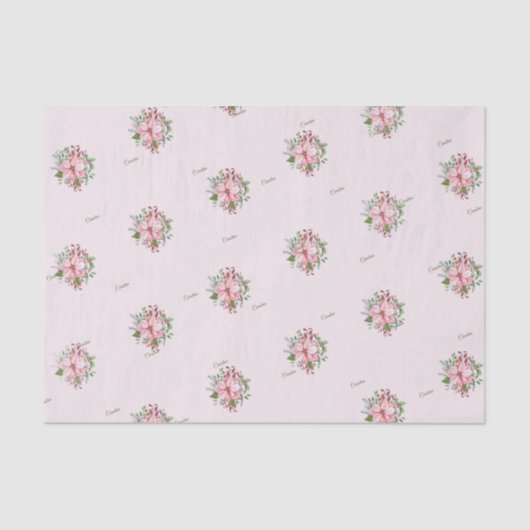 Name, 3 Gewebeblätter, rosa Poinsettia Muster Seidenpapier (Vorderseite)