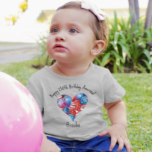 Name, 4. Juli Ballons Herz 3 Monate bis 24 Monate Baby T-shirt
