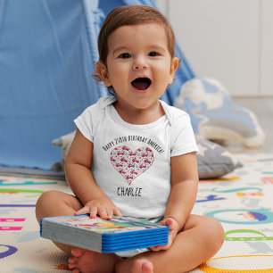 Name, 4. Juli Roter LKW Herz Neugeborenes - 24 Mon Baby Strampler