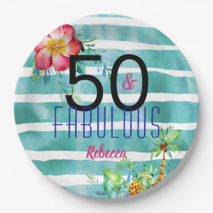 Name 50 und fabelhafter tropischer Blumen50. Pappteller