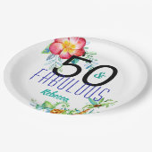 Name 50 und fabelhafter tropischer Blumen50. Pappteller (Schrägansicht)