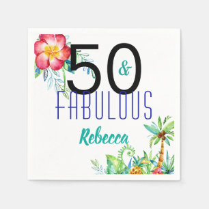 Name 50 und fabelhafter tropischer Blumen50. Serviette