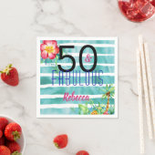 Name 50 und Fabulous Tropical Floral 50. Geburtsta Serviette (Beispiel)