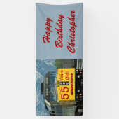 Name, 55. Geburtstag Gelbe Eisenbahn Motor Banner (Vertikal)