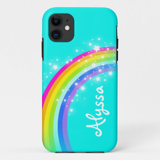 Name 6 Buchstaben Regenbogen aqua iphone Gehäuse Case-Mate iPhone Hülle (Rückseite)