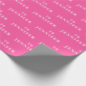 Name 70. Geburtstagsfeier Hot Pink Modernes Muster Geschenkpapier (Ecke)