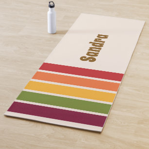 Name, 70er Retro-Farben Streifenpaneele Yogamatte
