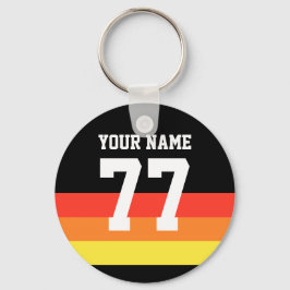 Name 77 Sports Jersey Nummer Schwarz Gelb Rot Schlüsselanhänger