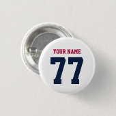 Name 77 Sportstrikot Nummer Blau Rot Button (Vorne & Hinten)