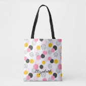 Name, Abstract Pattern Pink Black Gold Circles Tasche (Vorderseite)
