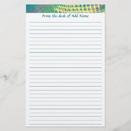 Name Abstrakt Blue Green Lila Lined Stationery Briefpapier