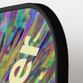 Name Abstrakt Floral Macro Blau Gelb Pickleball Schläger (Linke Seite)