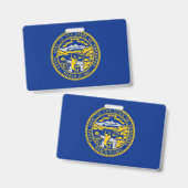 Name Abzeichen mit der Flagge des Staat Nebraska, Ausweis (Vorder- & Rückseite)