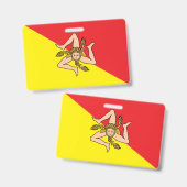 Name Abzeichen mit der Flagge Siziliens, Italien Ausweis (Vorder- & Rückseite)