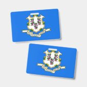 Name Abzeichen mit der Flagge von Connecticut Staa Ausweis (Vorder- & Rückseite)