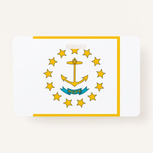 Name Abzeichen mit der Flagge von Rhode Island, US Ausweis (Vorderseite)