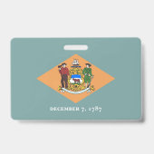 Name Abzeichen mit Flagge des Staat Delaware, USA Ausweis (Rückseite)