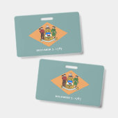 Name Abzeichen mit Flagge des Staat Delaware, USA Ausweis (Vorder- & Rückseite)