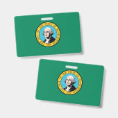 Name Abzeichen mit Flagge von Washington Staat, US Ausweis (Vorder- & Rückseite)