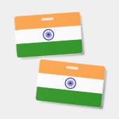 Name Abzeichen mit indischer Flagge Ausweis (Vorder- & Rückseite)