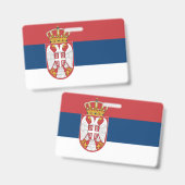 Name Abzeichen mit serbischer Flagge Ausweis (Vorder- & Rückseite)