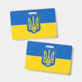 Name Abzeichen mit ukrainischer Flagge Ausweis (Vorder- & Rückseite)