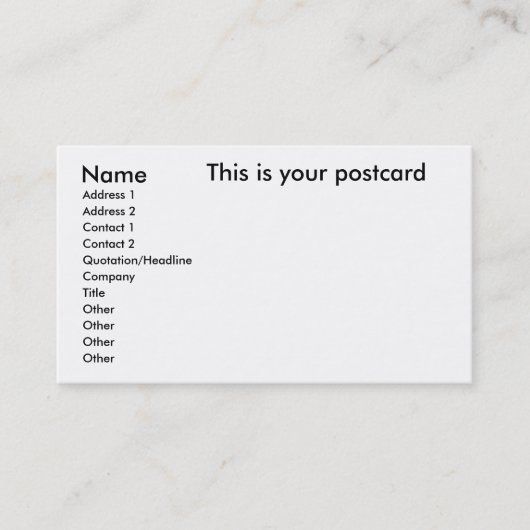 Name, Adresse 1, Adresse 2, Kontakt 1, Kontakt… Visitenkarte (Vorderseite)