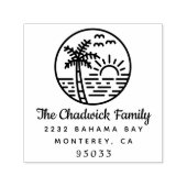 Name-Adresse der Skriptfamilie Sunset Ocean Palm T Permastempel (Design)