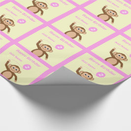 Name Affe 2. Geburtstag pink Creme hinzufügen Geschenkpapier
