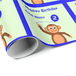 Name Affe 2. Geburtstagsaqua hinzufügen Geschenkpapier