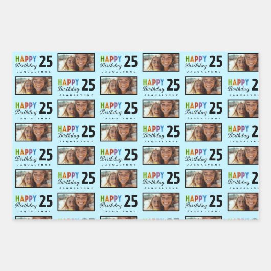 Name Age Birthday Wrapping Paper Geschenkpapier Set (Vorderseite 3)