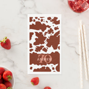 Name Age Brown Cow Spots Print Bauer Geburtstag Serviette