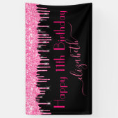 Name Age Hot Pink Driving Glitzer Black Birthday Banner (Vertikal)