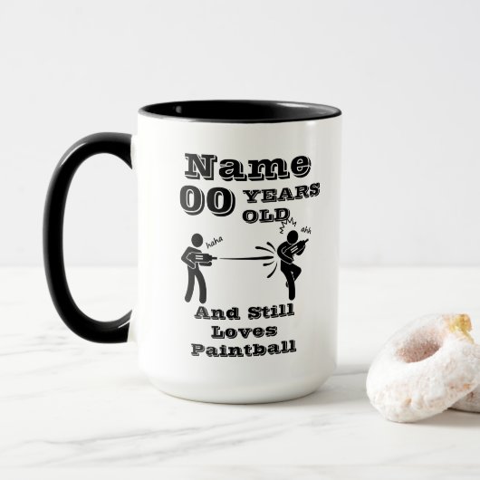 Name Age personalisieren Paintball Lover Geburtsta Tasse (Mit Donut)