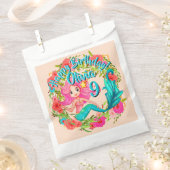 Name Age Pink Mermaid Blue Schwanz Birthday Party  Geschenktütchen (Ausgeschnitten)