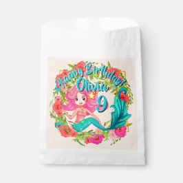 Name Age Pink Mermaid Blue Schwanz Birthday Party  Geschenktütchen