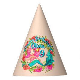 Name Age Pink Mermaid Blue Schwanz Birthday Party  Partyhütchen