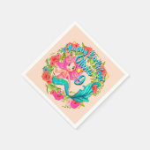 Name Age Pink Mermaid Blue Schwanz Birthday Party  Serviette (Ecke)