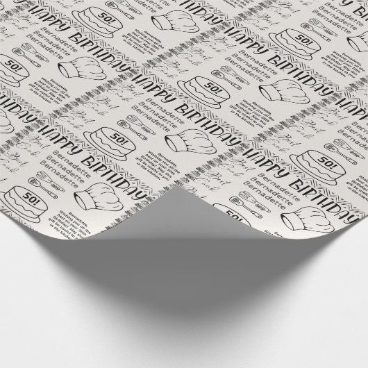 Name Age Sentiment Best Cook Minimalistisch Geburt Geschenkpapier (Ecke)